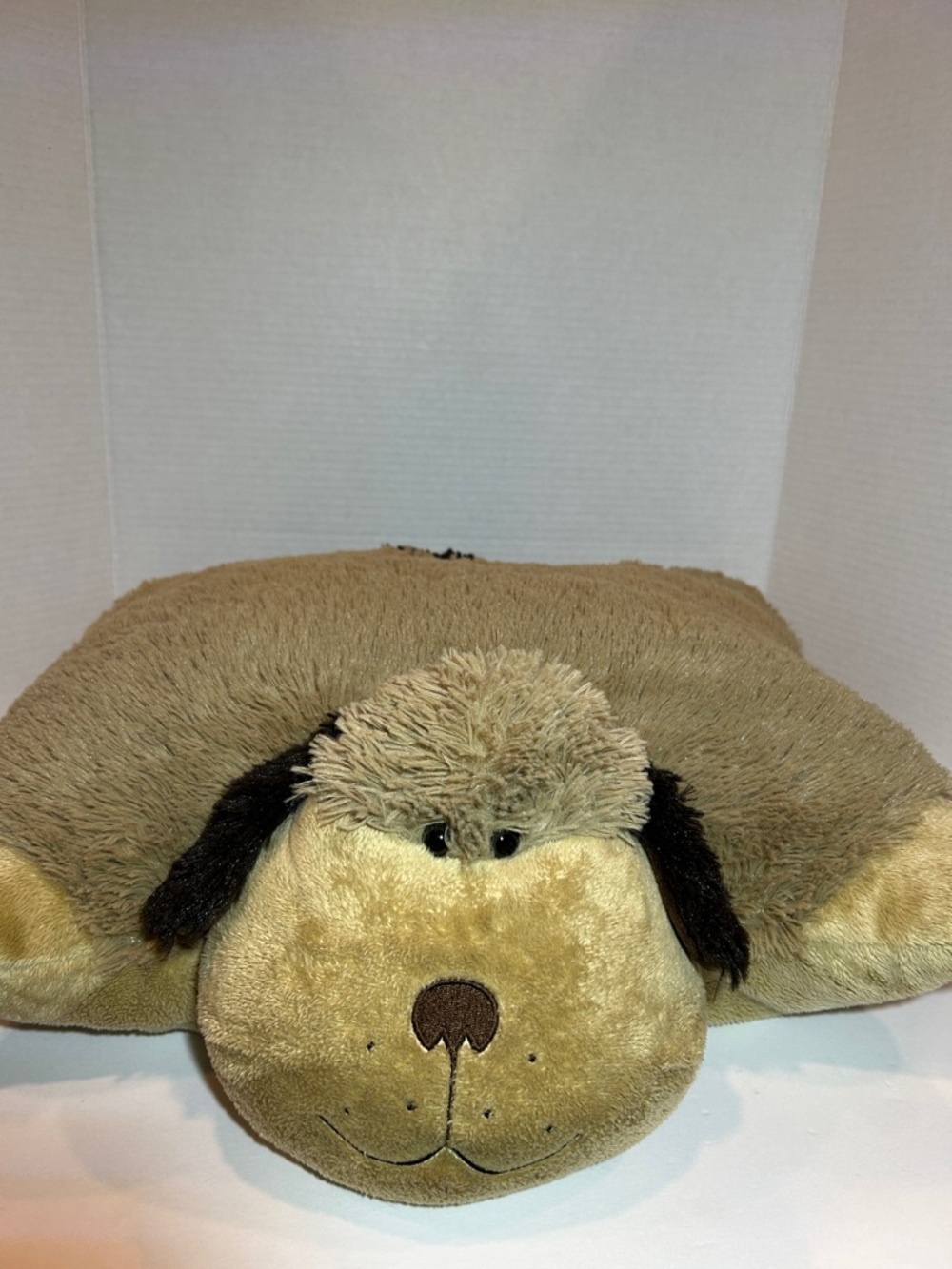 Vintage Pillow Pets 2010 Dog Plush Dog-Shaped Pet Bed Pillow - Snuggly Puppy Tan